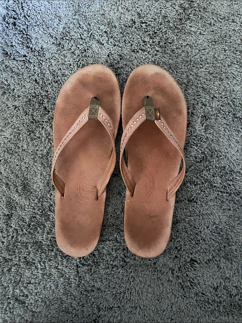 Rainbow Pink Crystal Flip Flops Size 8